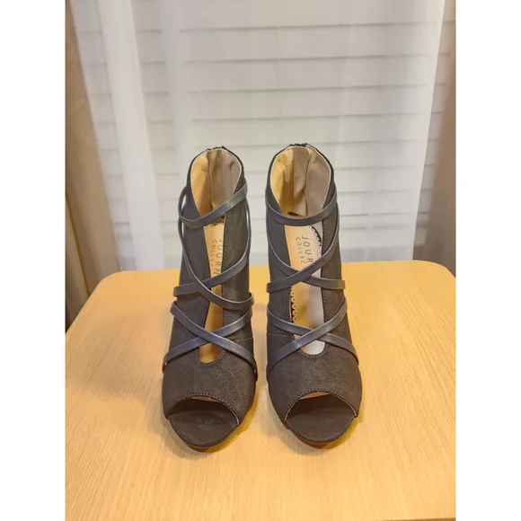 Journee Collection Samara Peep Toe Stiletto Heel Sandals Booties 8 WIDE BLACK - Picture 9 of 15